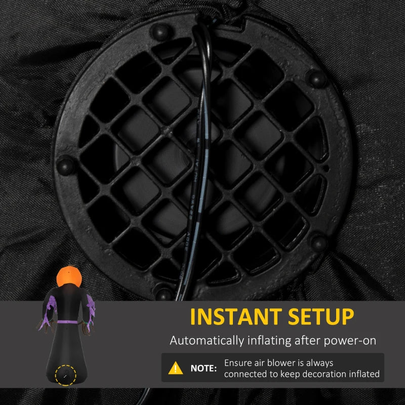 2.1m Inflatable Pumpkin Ghost Head Monster with 6 LED Lights - Halloween Blow Up Yard Decoration for Spooky Holiday Fun