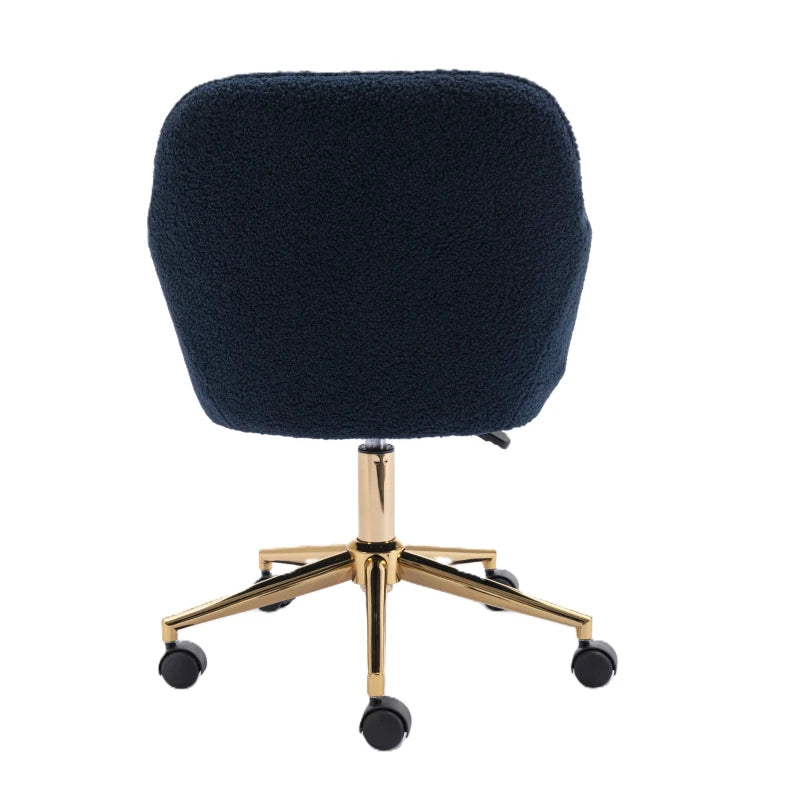Adjustable Height Ergonomic Swivel Executive Office Chair with Gold Legs - Dark Blue, 58x58x86 cm, Stylish Comfort for Home & Office