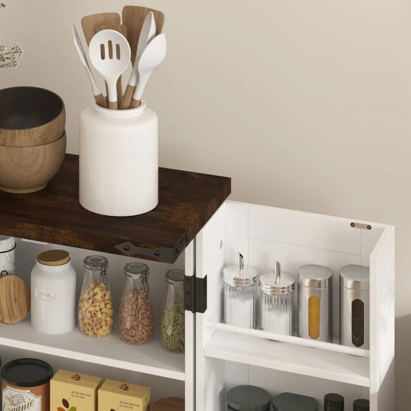Multi-Storage Farmhouse Style White Cabinet - Rustic Storage Solution for Home, Kitchen, or Living Room