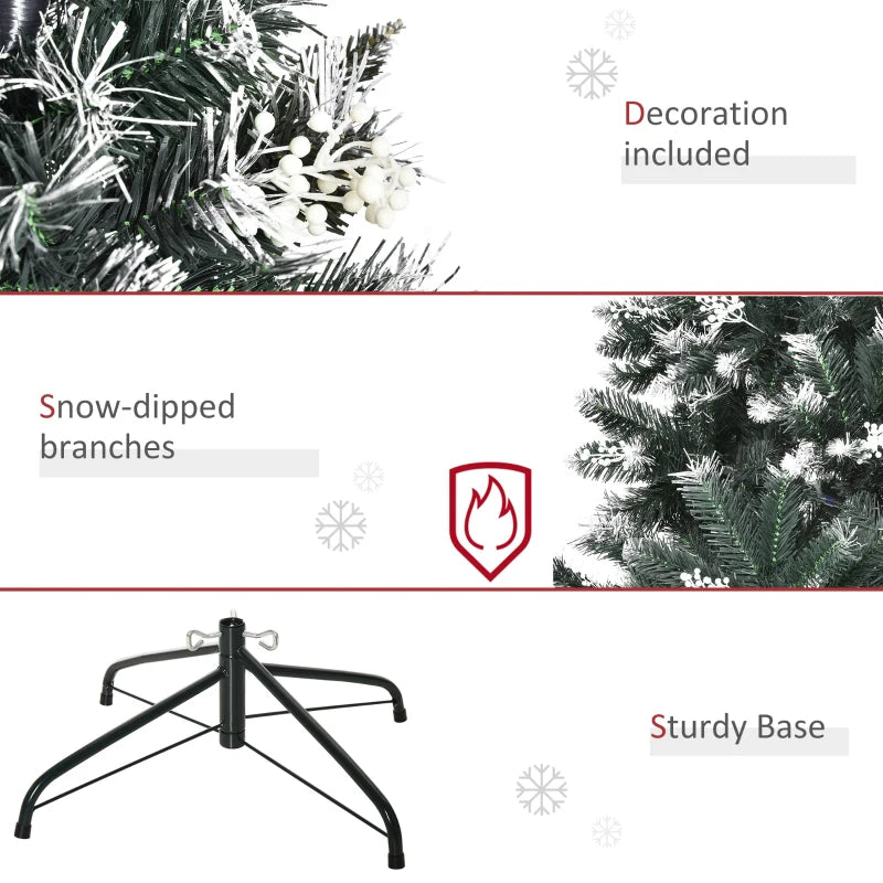 5FT Snow-Dipped Artificial Christmas Tree with White Berries & Star Topper | Indoor Holiday Decoration | Removable Stand