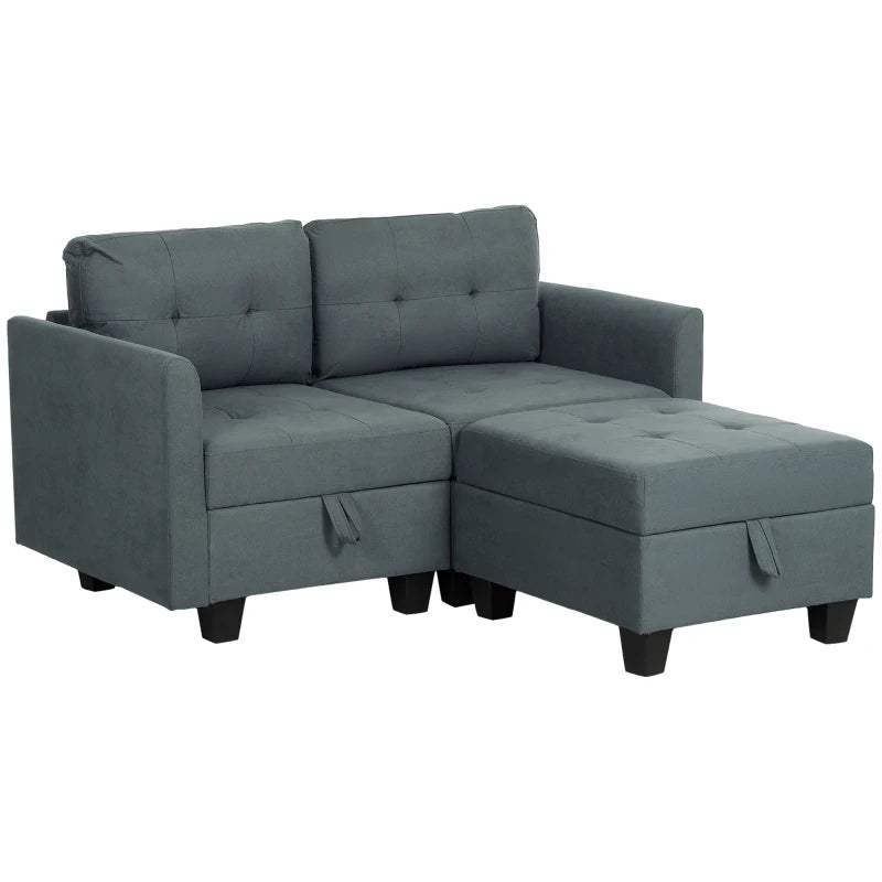 Dark Grey 'L' Shape Modular Storage Sofa for Stylish Living Room Organisation