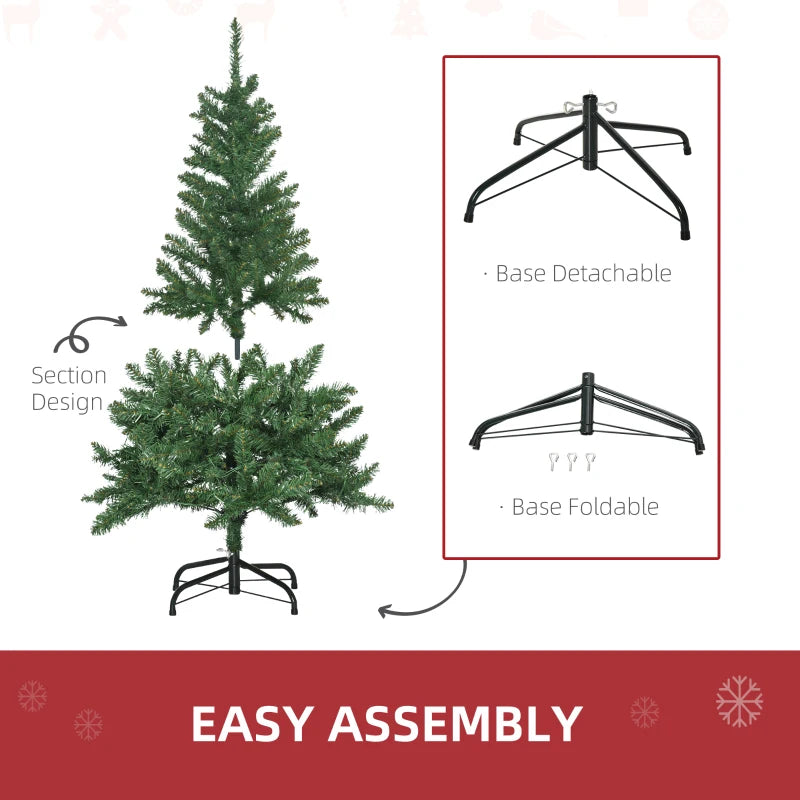 4FT Green Christmas Tree with Warm White LED Lights - Perfect Holiday Home Decoration for Festive Cheer