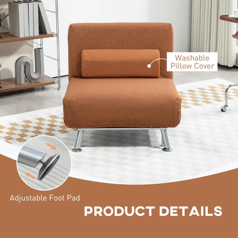 Linen-Feel Sleeper Chair in Coffee - Stylish and Comfortable Multi-Functional Seating Solution