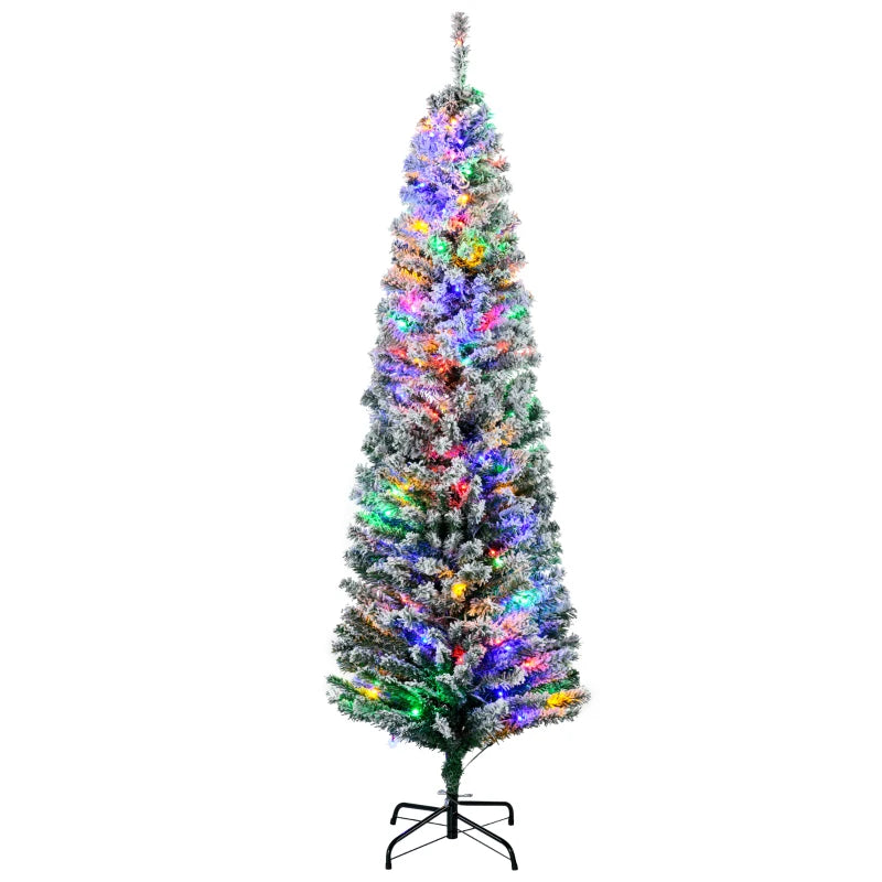 6' Prelit Artificial Christmas Tree with Colorful LED Lights, Flocked Tips, Berries & Pine Cones - Holiday Decor