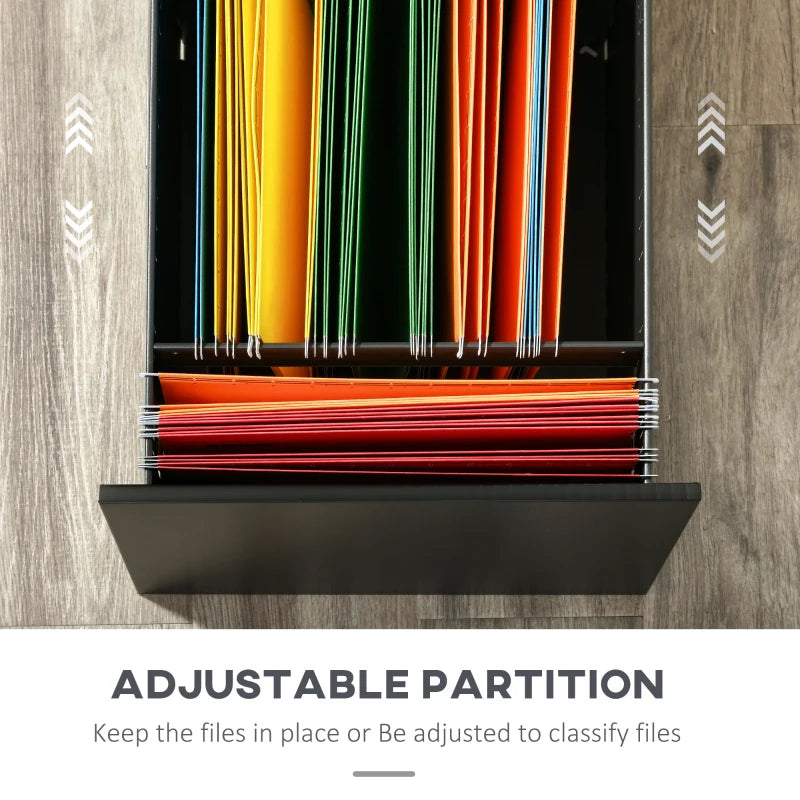 Vinsetto Lockable Metal Mobile File Cabinet with Wheels - 2 Drawer Compact Under Desk Storage for A4 & Legal Files, Black