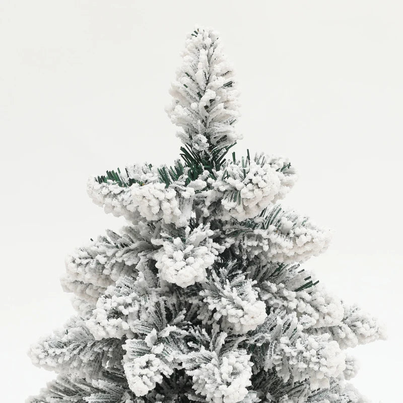 Set of 2 Mini 1.5ft Snow Flocked Christmas Trees with Lights - Battery Operated Tabletop Holiday Decor