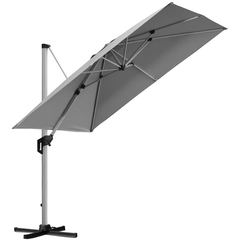 Light Grey 3x3m Outdoor Cantilever Parasol with 360° Rotation