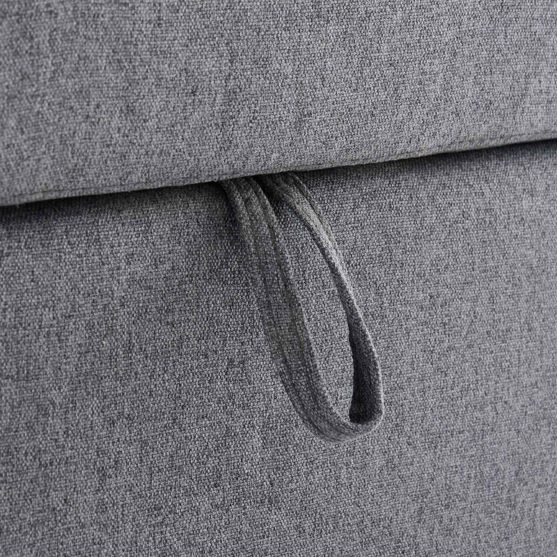 L-Shaped Linen Look Corner Sofa Bed with Storage, 3 Seater Pull-Out Settee, Grey, 212x141x87.5 cm