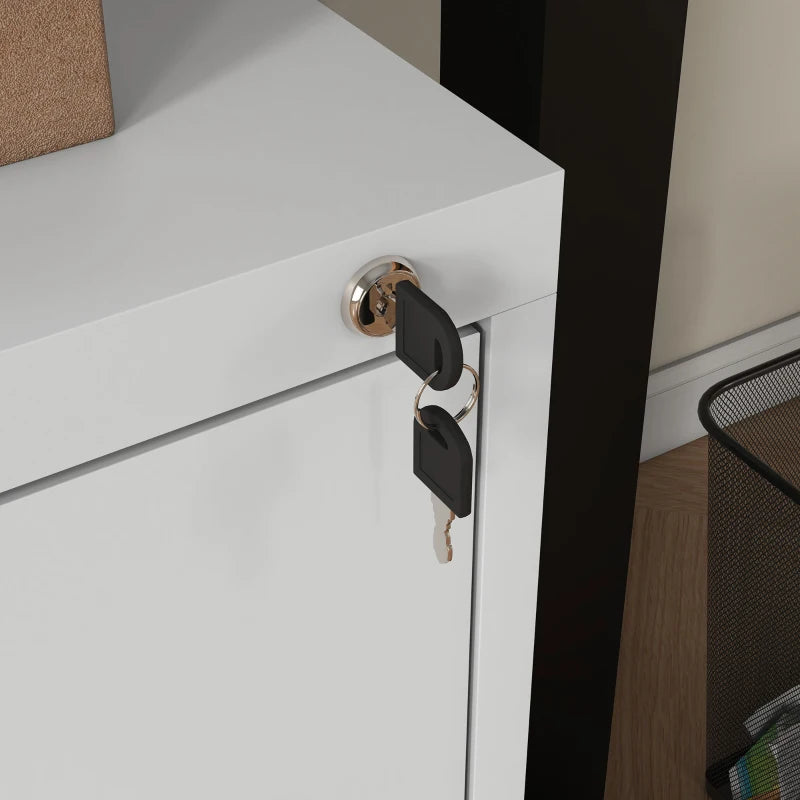 Modern Cream Three-Drawer Steel Filing Cabinet - Stylish Office Storage Solution for Organizing Documents and Files