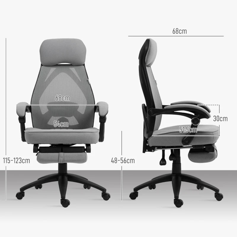 Vinsetto High Back Office Chair with Footrest - Adjustable Swivel Desk Chair with Headrest for Home Office - Dark Grey