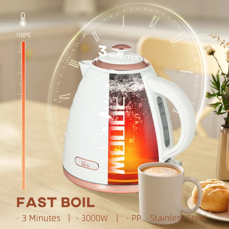 3kW Rapid Boil Honeycomb Kettle in Cream - Stylish Electric Tea Kettle for Fast Boiling and Modern Kitchen Decor