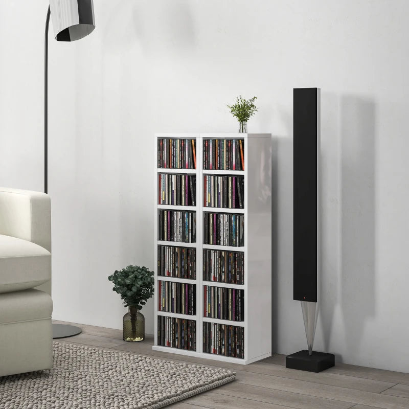 Set of 2 High Gloss White CD Storage Units - Stylish and Modern Organizer for 102 CDs - Perfect for Home Decor