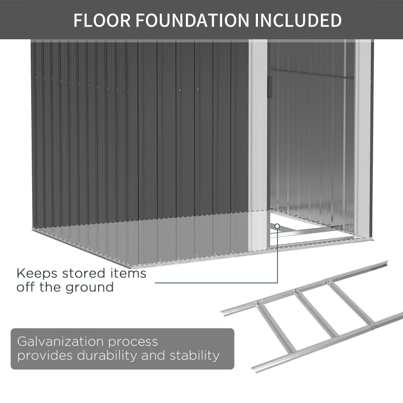 152 x 132 x 188cm Sloped Roof Grey Metal Shed