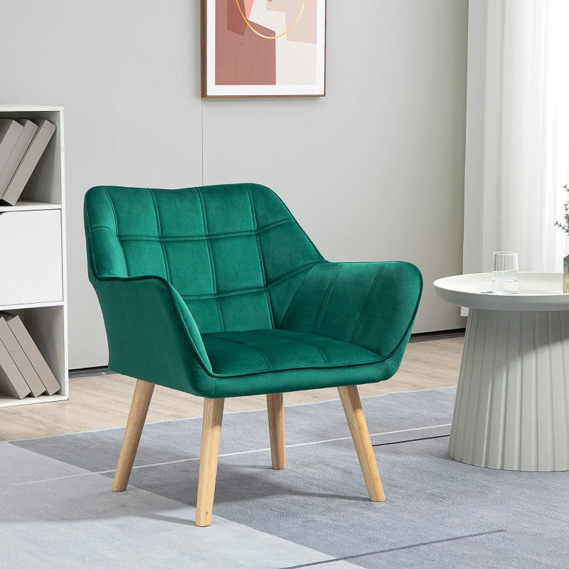 Stylish Accent Armchair Set with Wide Arms and Slanted Back for Bedroom or Living Room Seating in Green