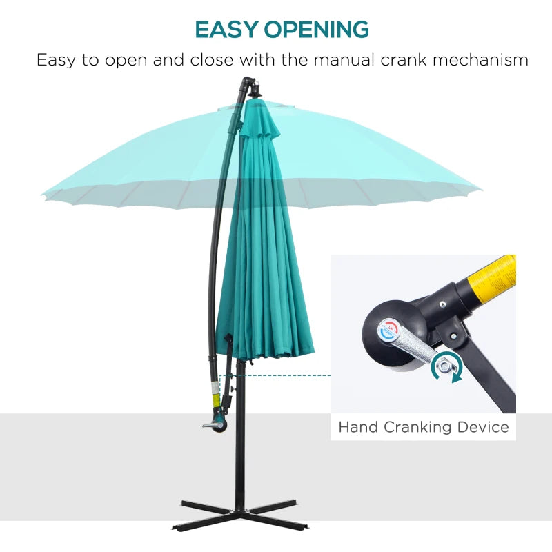 Green 3m Cantilever Patio Umbrella with 18 Ribs & Vents