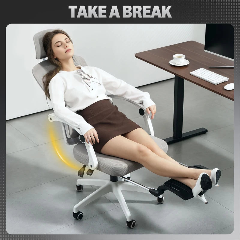 Ergonomic Multi-Adjustable Grey Mesh Back Office Chair for Ultimate Comfort and Support - Perfect for Home and Office Use