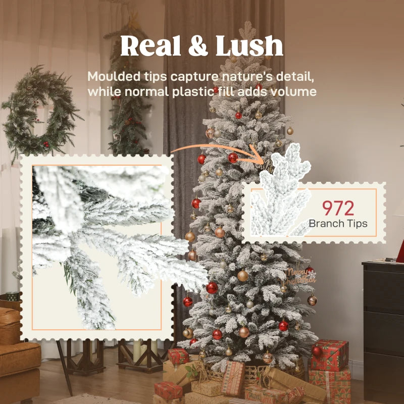7ft Flocked Artificial Christmas Tree - Lush Snowy Pine, Pre-Lit, Perfect for Holiday Decor, Easy Assembly, Indoor Use