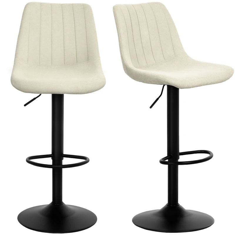 Set of 2 Beige Chenille-Feel Tub Bat Stools - Stylish & Comfortable Bathroom Seating for Relaxation