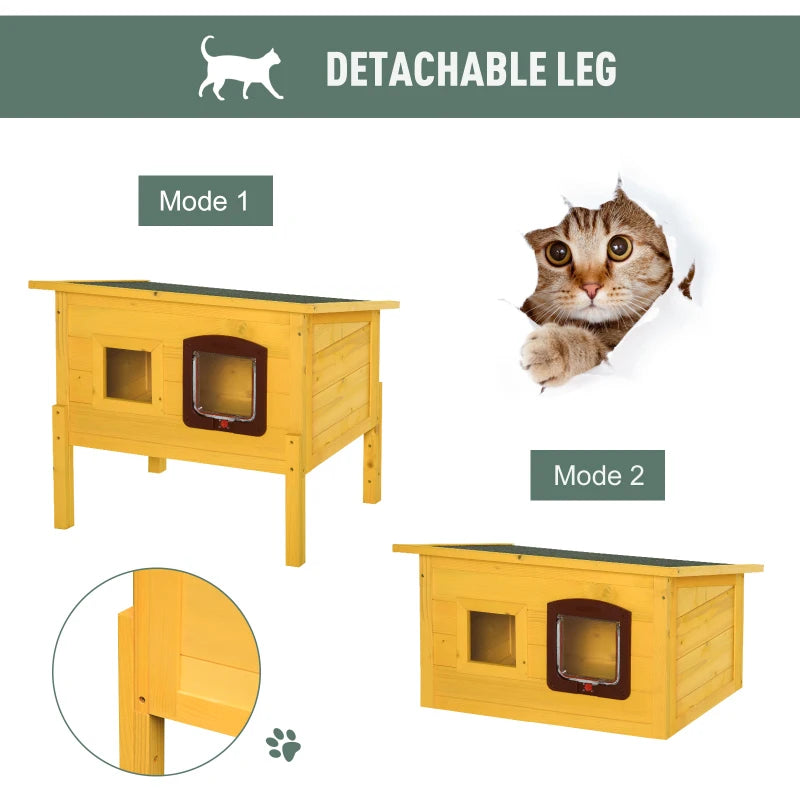 Garden Wooden Cat House - Outdoor Kitty Shelter with Waterproof Roof, Door & Window - Perfect Pet Play Home & Hide Cage