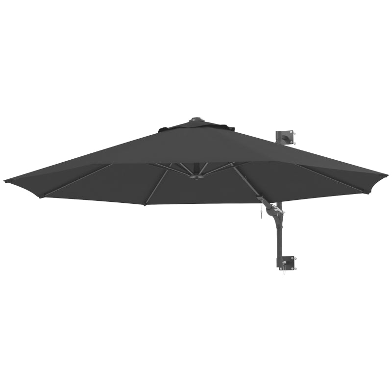 Grey 3m Wall-Mounted Parasol Shade with Handle