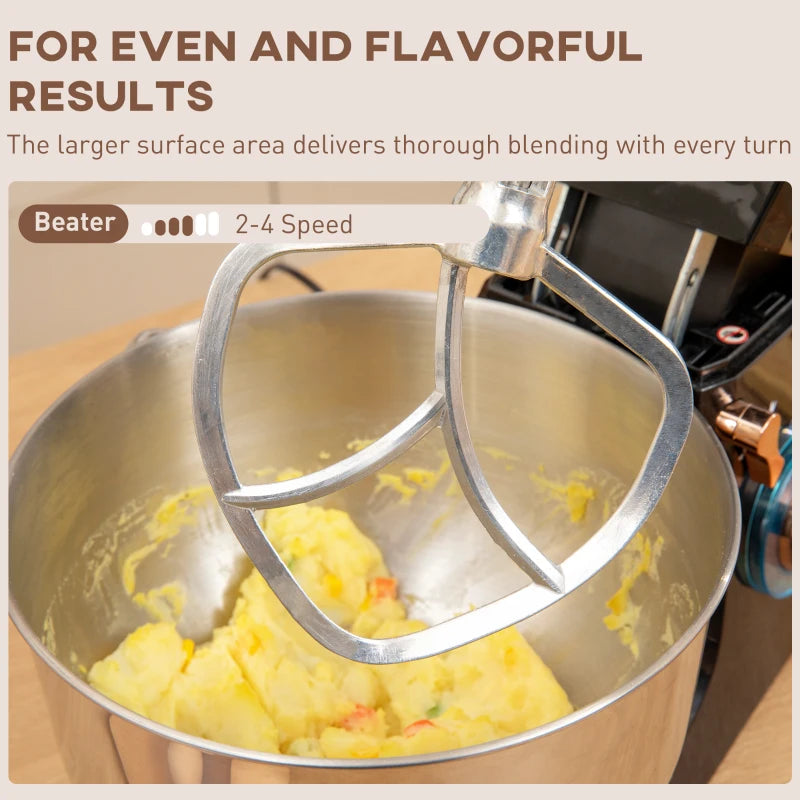 5L Stand Mixer for Baking - 1400W Electric Kitchen Mixer with 6 Speeds, Dough Hook, Whisk & Stainless Steel Bowl - Black