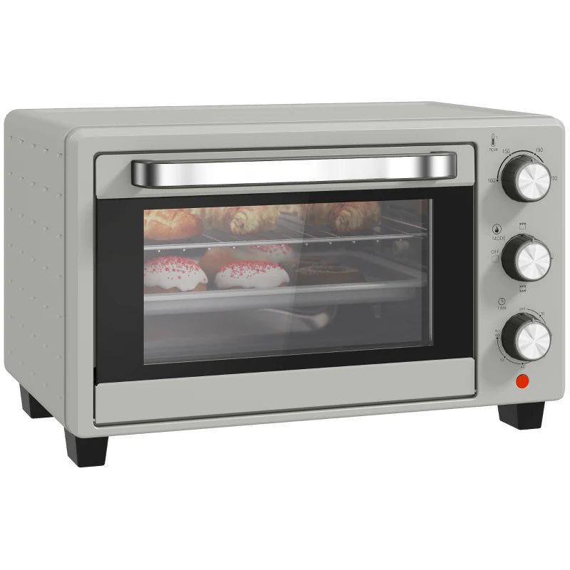 21L Mini Countertop Oven - Adjustable Temperature 100°C-230°C, Sleek Silver Design, Perfect for Baking & Cooking