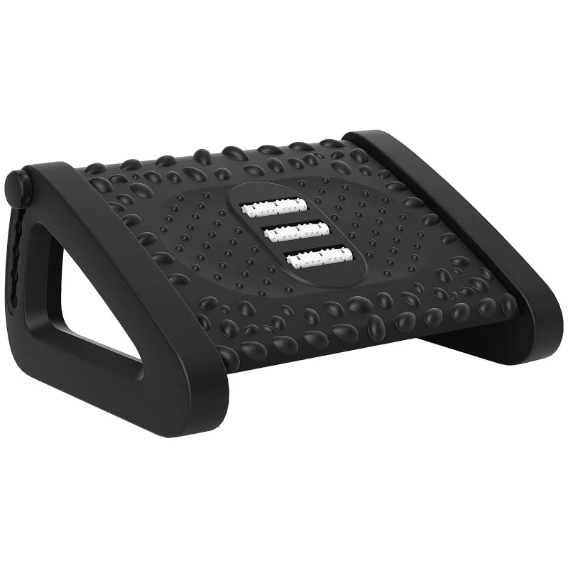 Ergonomic 10°-45° Six-Angle Massage Footrest - Adjustable Black Footrest for Ultimate Comfort and Relaxation