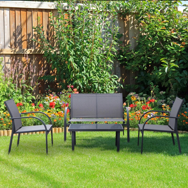 Four-Piece Minimalist Garden Patio Set in Stylish Grey for Outdoor Relaxation