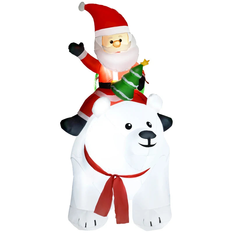 6.6ft Inflatable Santa on Polar Bear - Christmas Outdoor Decoration for Holiday Festivities