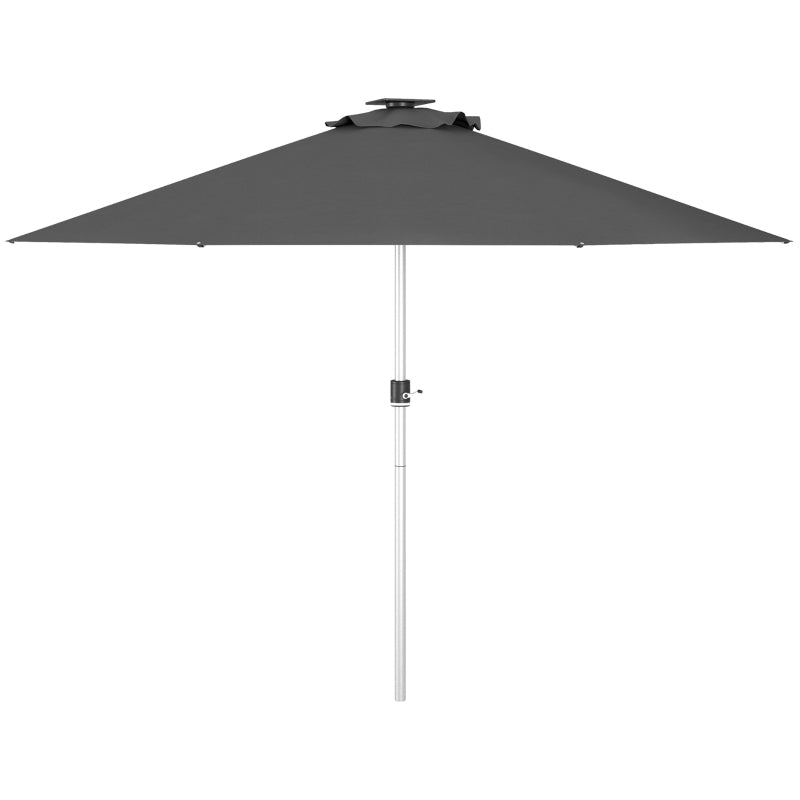 Grey 3m Solar LED Patio Umbrella