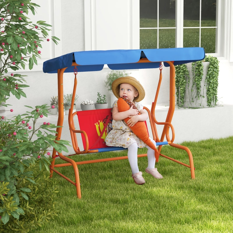 Kids Cowboy Themed Garden Swing Chair - Blue