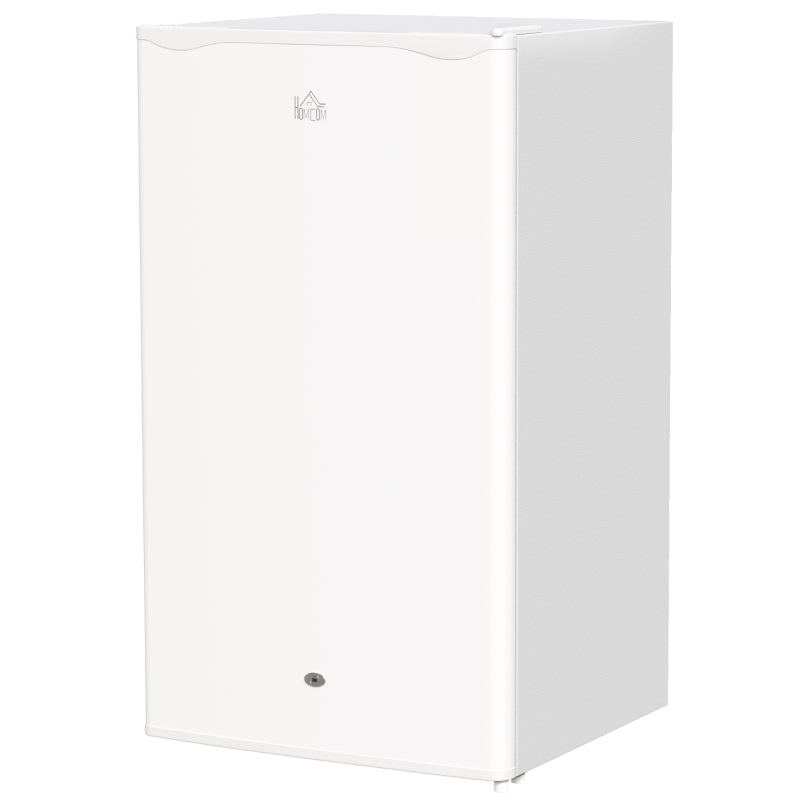 91L Freestanding Under-Counter Fridge with Lock - Compact White Refrigerator for Home, Office, or Bar Use