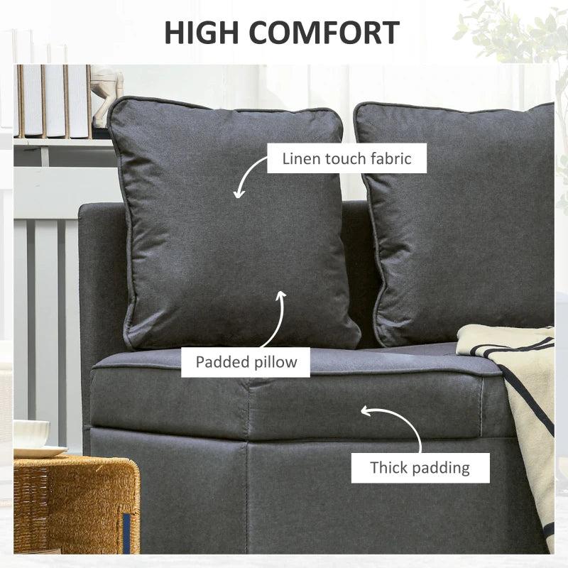 Multi-Functional Grey Sofa Bed with Thick Padding and Magazine Pocket for Living Room Use