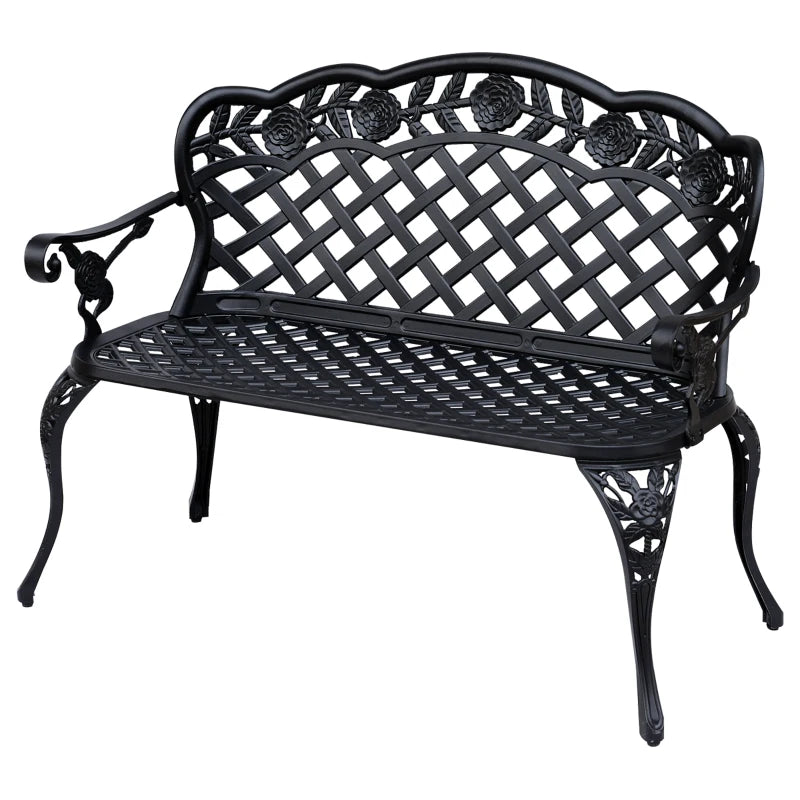 Black Cast Aluminium Garden Bench - 107x58x85 cm