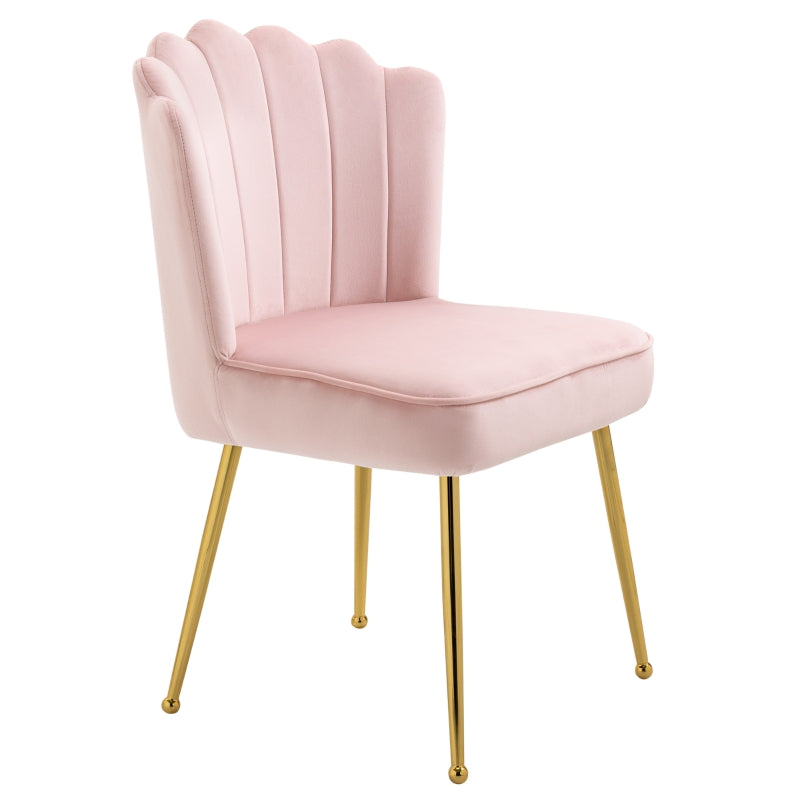 Velvet-Feel Shell Accent Chair in Pink for Stylish Home Decor
