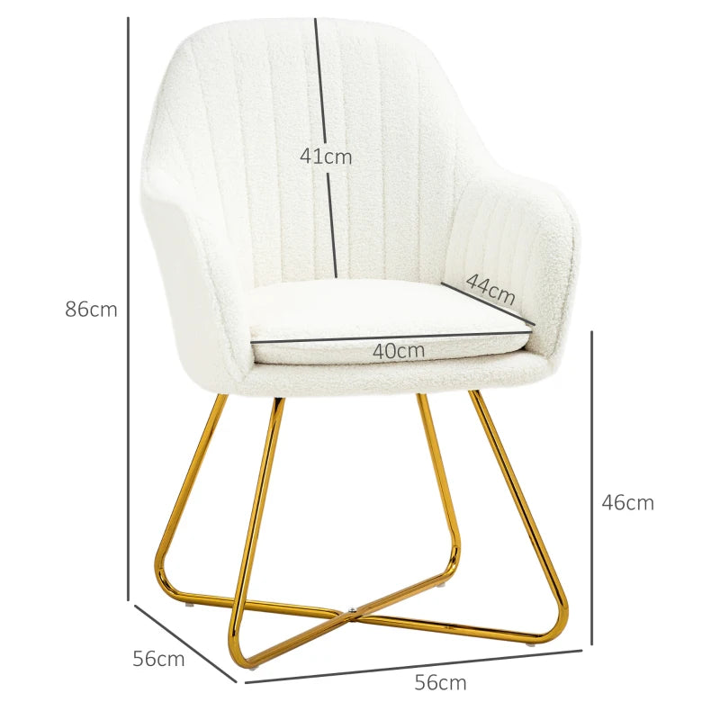 Set of Two Cream Sherpa Fleece Dining Chairs for Stylish Home Decor