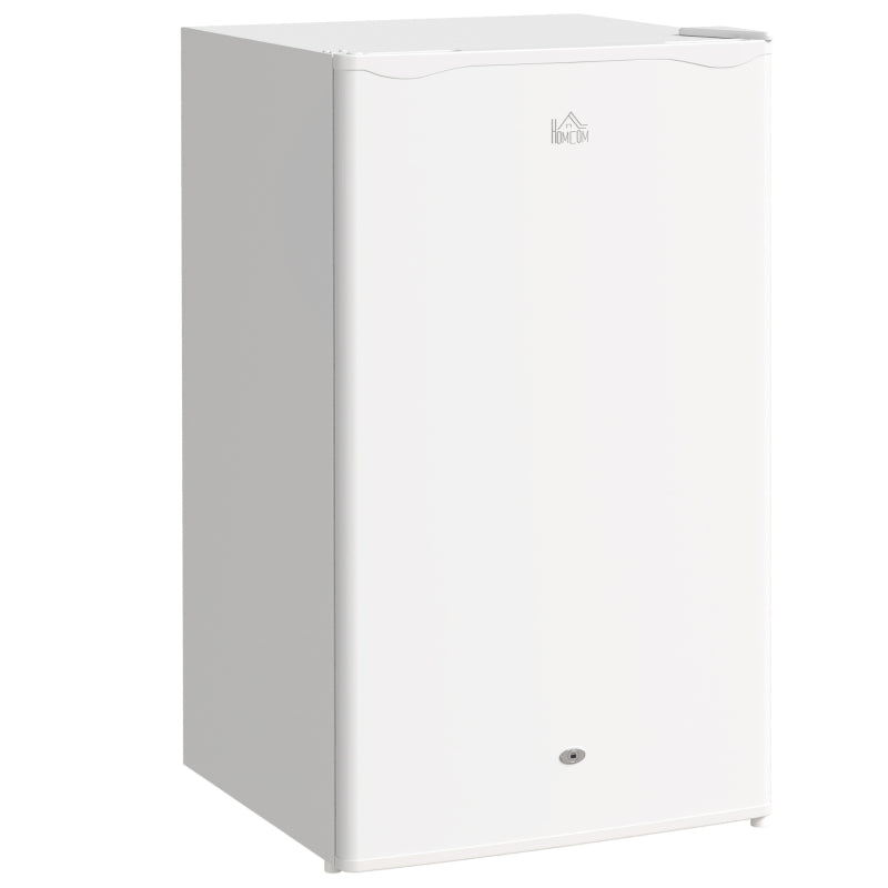 91L Freestanding Under-Counter Fridge with Lock - Compact White Refrigerator for Home, Office, or Bar Use