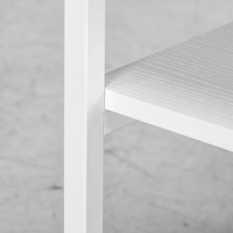 Three-Tier White Steel Printer Stand on Wheels - Mobile Storage Solution for Home Office & Workspace Organization