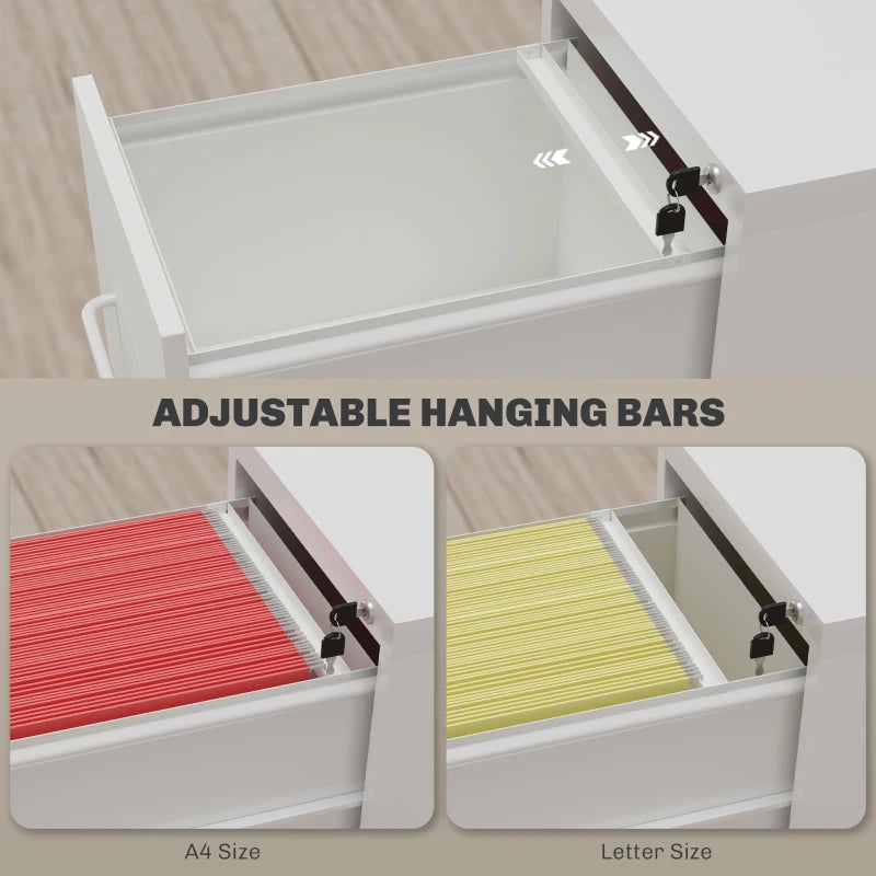 Modern Two-Drawer Cream Steel Filing Cabinet - Stylish Office Storage Solution for Organizing Documents and Files