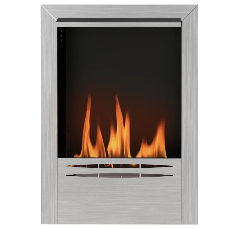Stainless Steel Indoor Ethanol Fireplace Insert Bioethanol Burner 0.9L Volume 48x59cm Silver