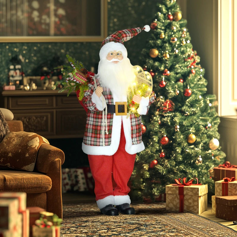 4'3" Animated Santa Claus Figure with Sound & Lights - Festive Red & Green Holiday Decoration for Christmas