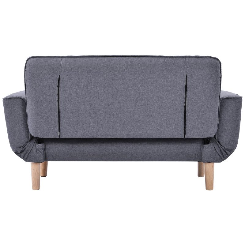 Expandable 2-Seater Bed Settee with 3 Adjustable Positions, Modern Fabric Loveseat for Flats and Dormitories, Grey