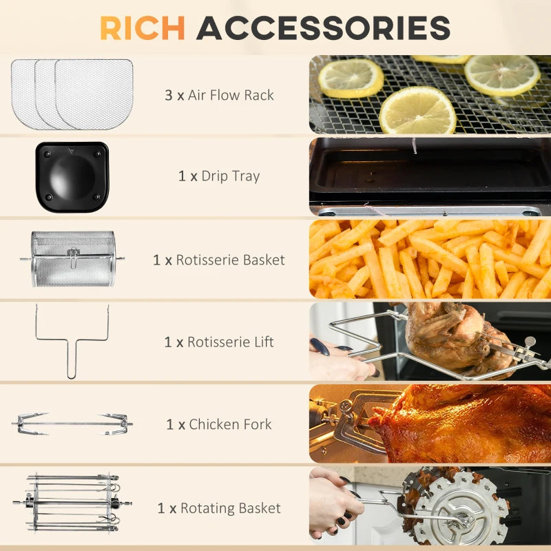 Digital Air Fryer Oven 12L - 8 Preset Modes, 1800W Rapid Air Circulation, Memory Function, Cream Color