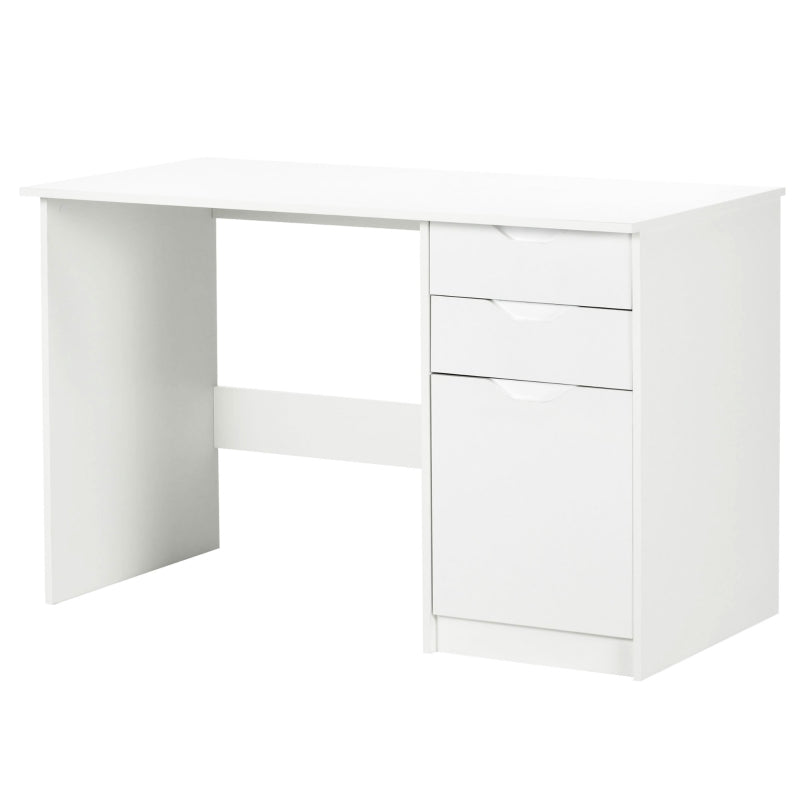 High Gloss White Computer Desk with Drawers & Storage Cabinet - Stylish 120x60cm Home Office Study Workstation