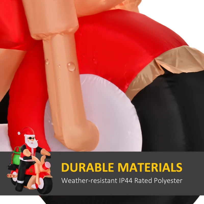 5.5ft Inflatable Santa Claus on Motorcycle - Christmas Blow Up Yard Decoration for Festive Garden Décor