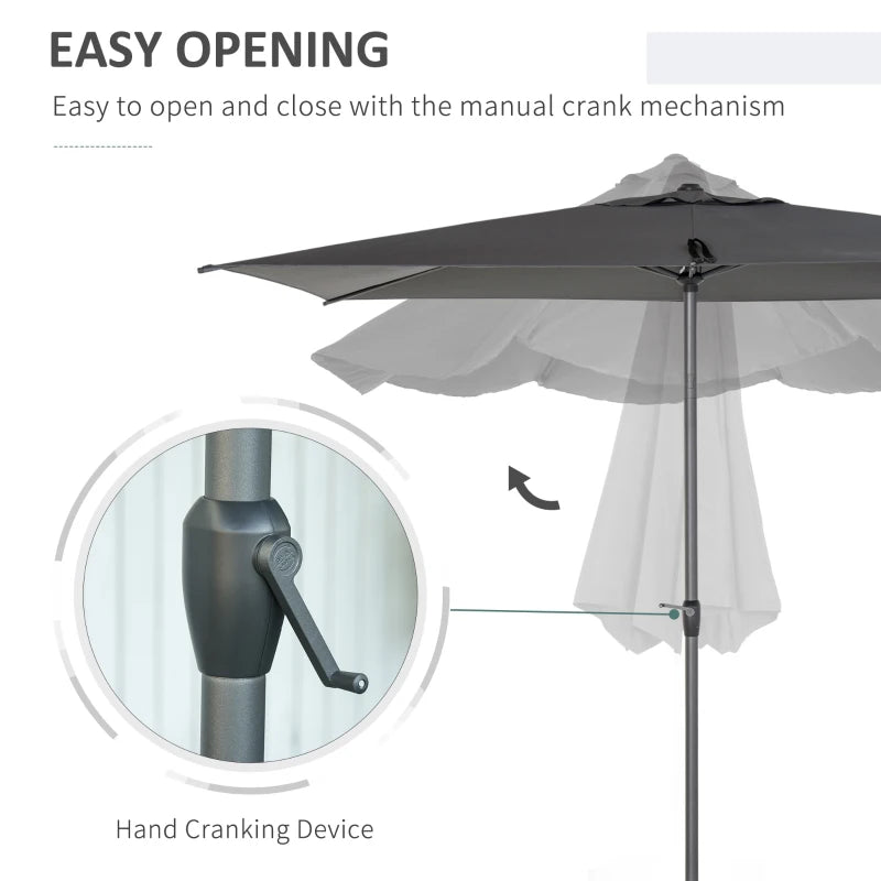 Grey Rectangular Garden Parasol Umbrella with Aluminium Pole