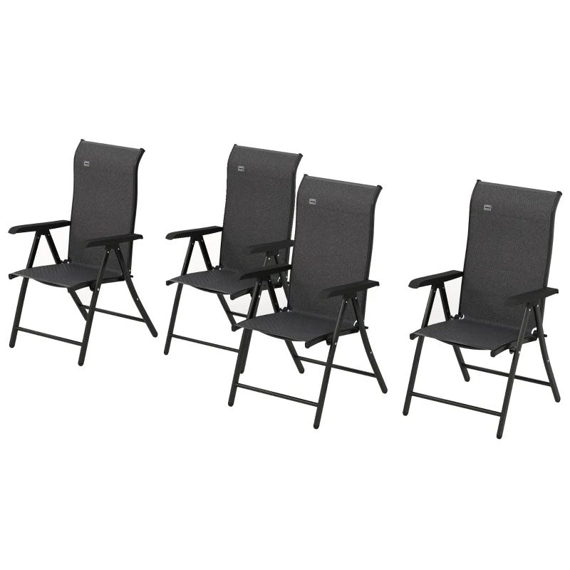 Set of 4 Blue Folding Garden Chairs with Adjustable Backrests