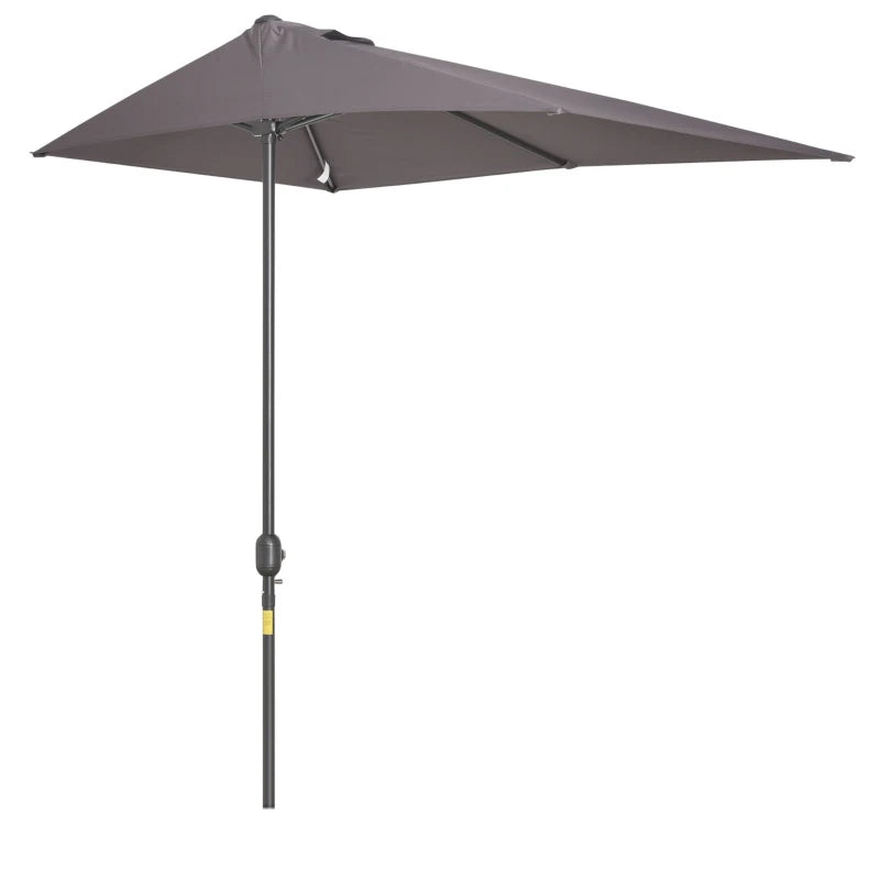 Grey Half Round Balcony Parasol with Crank Handle (2.3m) - Base Not Included