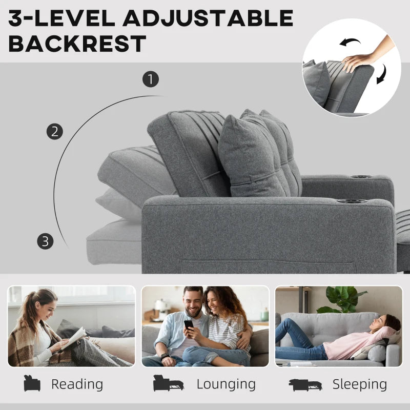 Charcoal Grey Two-Seater Pull-Out Sofa Bed for Stylish Living Spaces