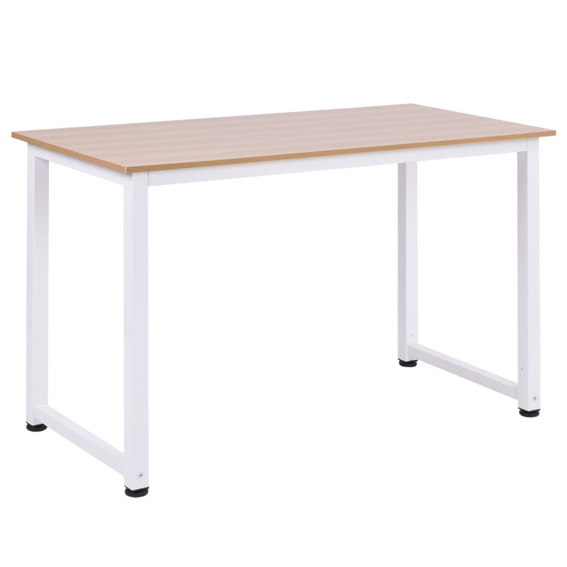 Modern White Computer Desk 120x60cm - Stylish Writing Table Workstation for Home Office & Study with Metal Frame, Easy Assembly